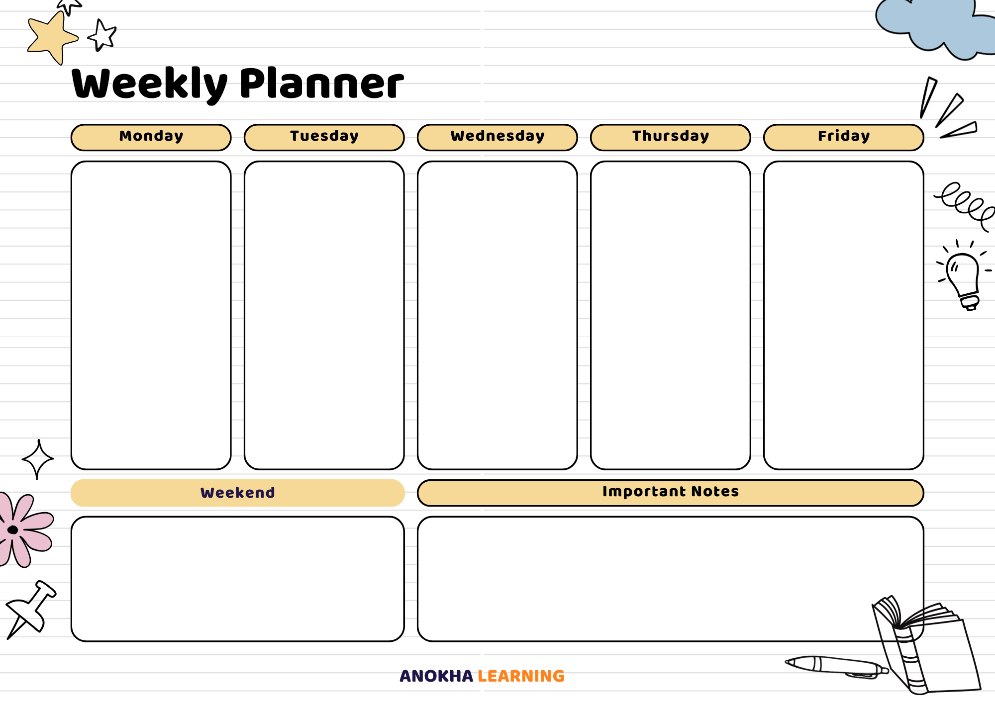 Preview of the Anokha Weekly Planner resource