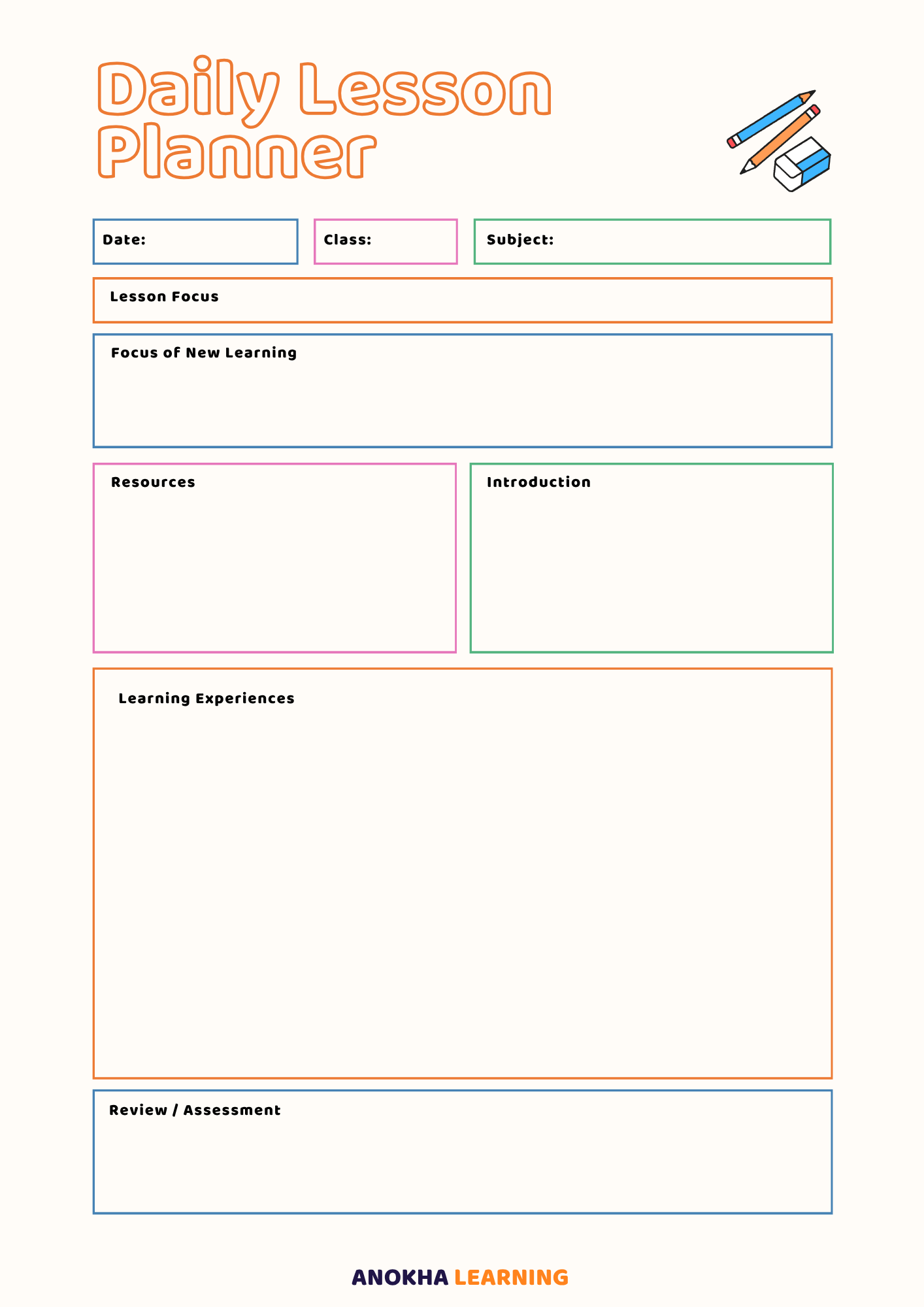 Preview of the Daily Lesson Planner resource