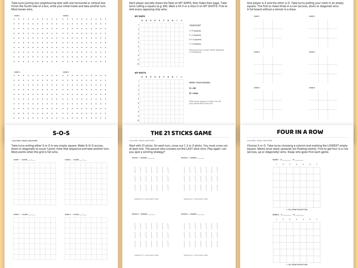 Preview of the Pencil, Paper, Play! printable games resource
