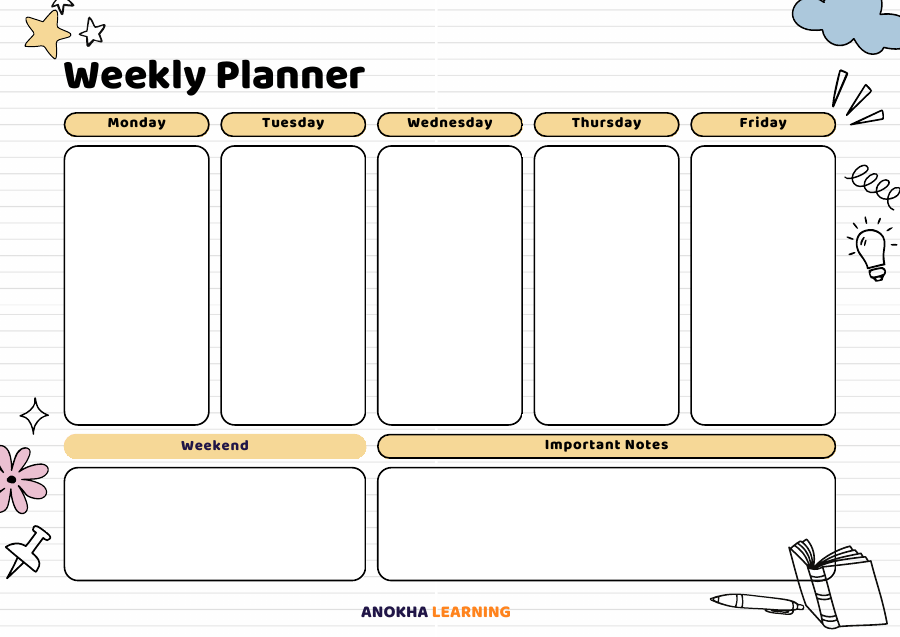 Preview of the Weekly Planner for Teachers, a free one-page printable planner