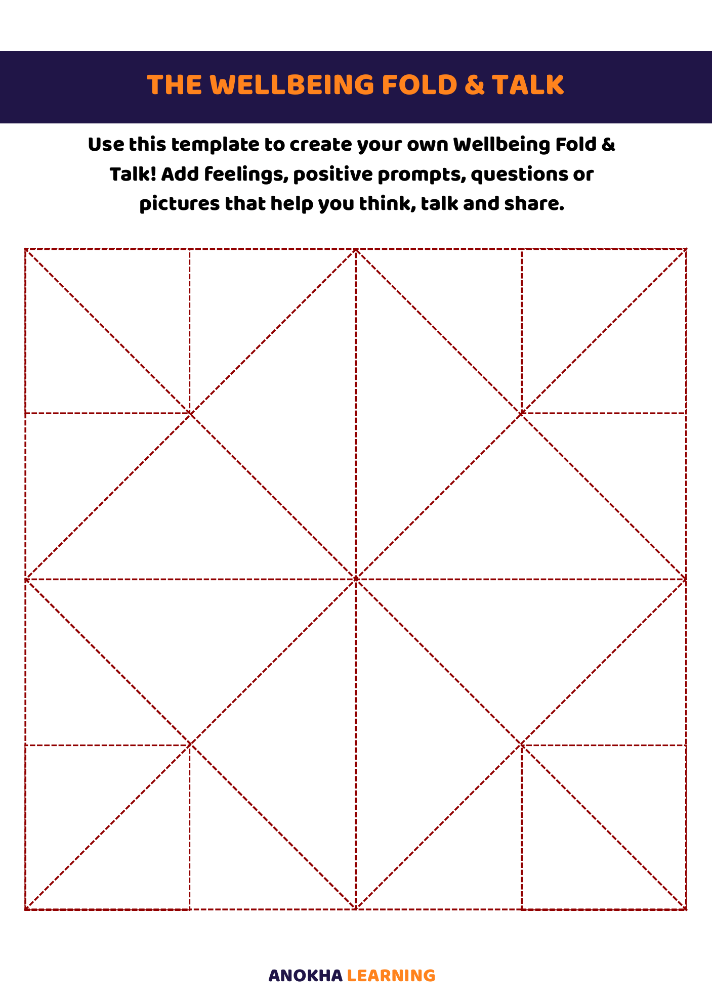 The Wellbeing Fold & Talk printable activity by Anokha Learning